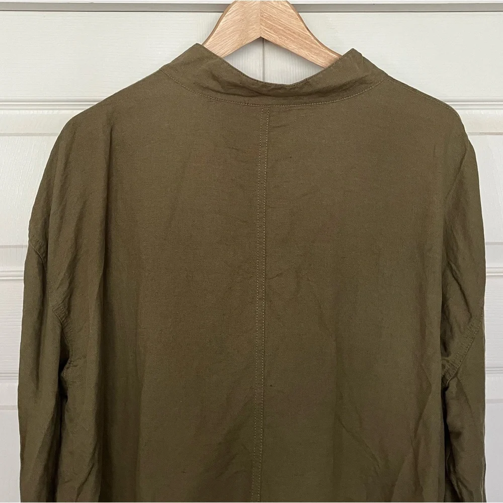 {Nicole Miller} Linen Blend Jacket in Olive Green - Womens XL